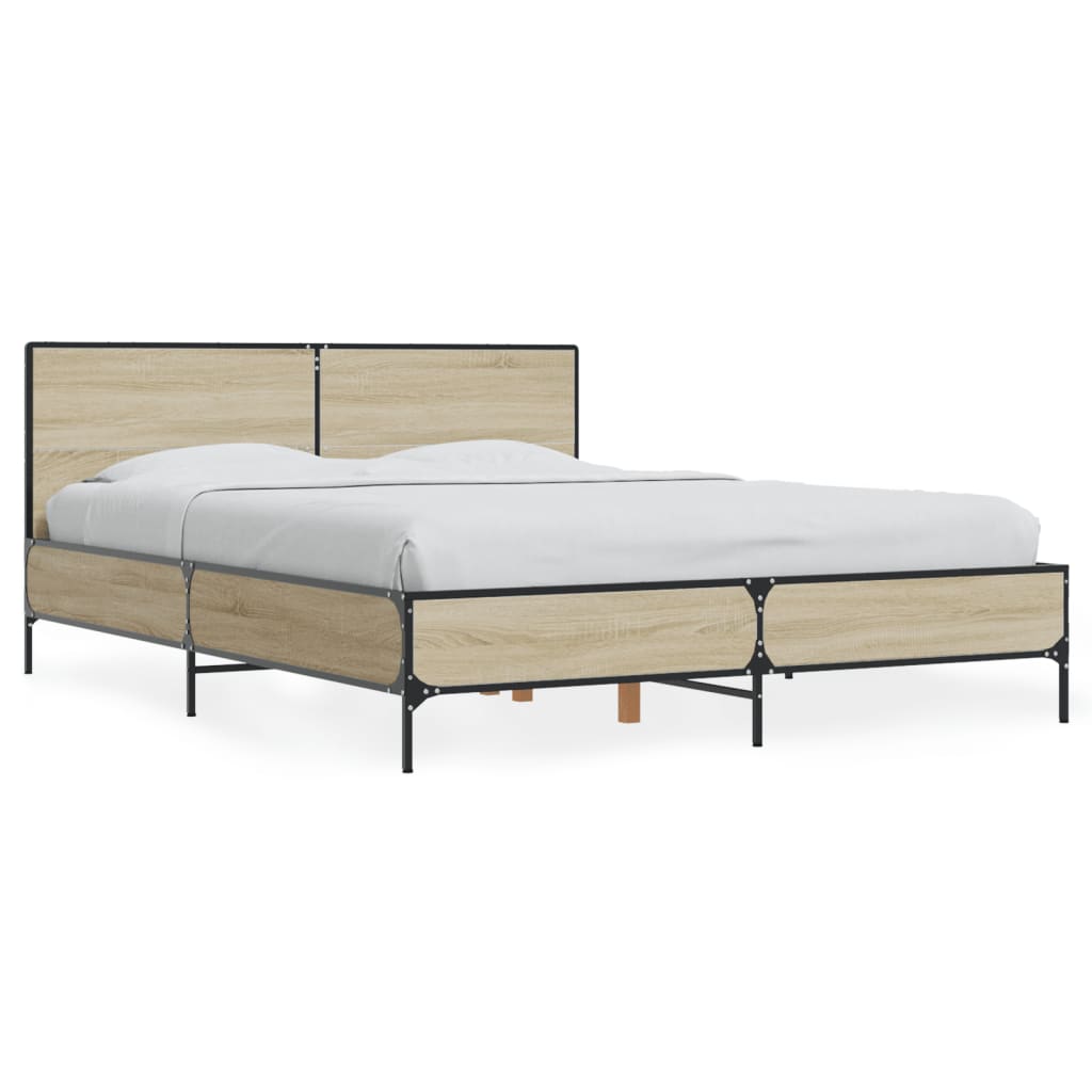 Bed Frame without Mattress Sonoma Oak 140x200 cm