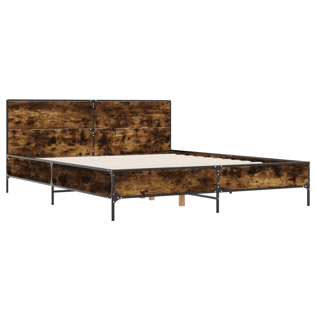 Bed Frame without Mattress Smoked Oak 140x200 cm