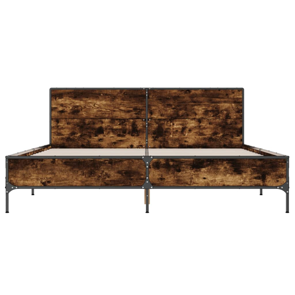 Bed Frame without Mattress Smoked Oak 140x200 cm