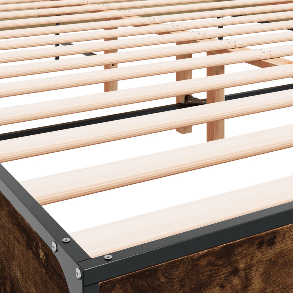 Bed Frame without Mattress Smoked Oak 140x200 cm