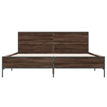 Bed Frame without Mattress Brown Oak 140x200 cm