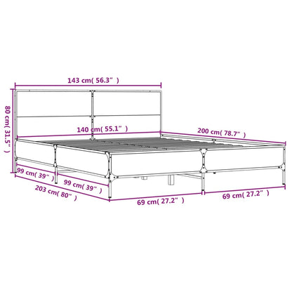 Bed Frame without Mattress Brown Oak 140x200 cm