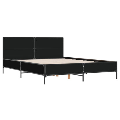 Bed Frame Black 150x200 cm King Size Engineered Wood and Metal