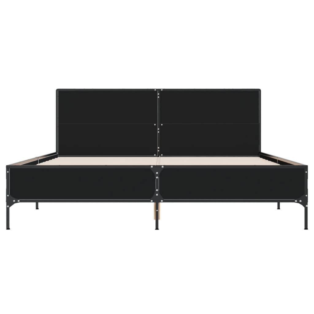 Bed Frame Black 150x200 cm King Size Engineered Wood and Metal