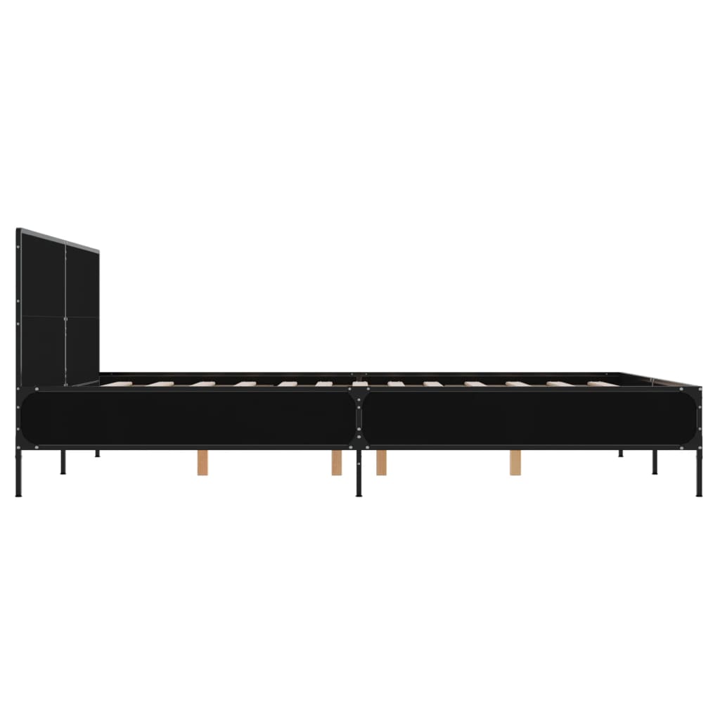 Bed Frame Black 150x200 cm King Size Engineered Wood and Metal