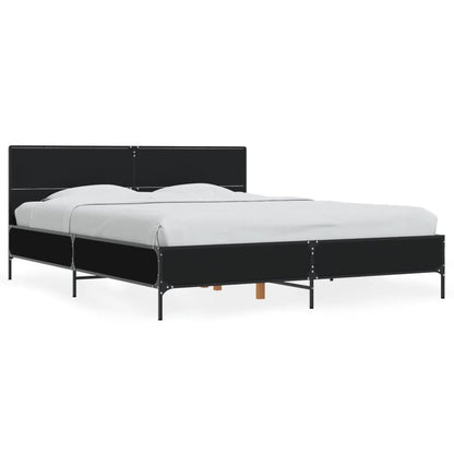 Bed Frame Black 150x200 cm King Size Engineered Wood and Metal