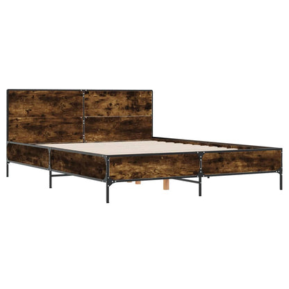 Bed Frame without Mattress Smoked Oak 150x200 cm King Size