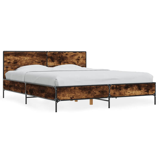 Bed Frame without Mattress Smoked Oak 150x200 cm King Size