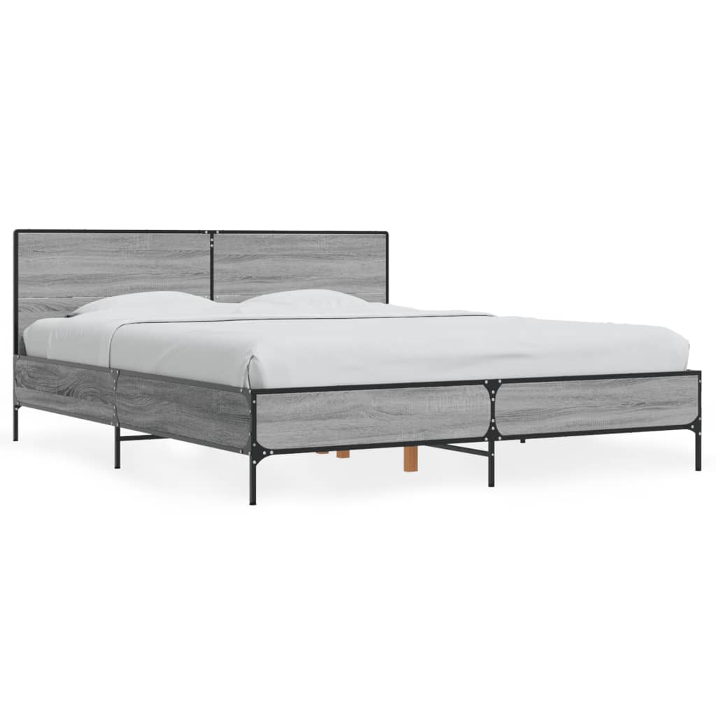 Bed Frame without Mattress Grey Sonoma 150x200 cm King Size