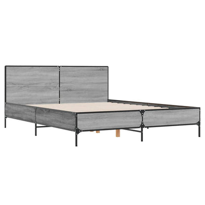 Bed Frame without Mattress Grey Sonoma 150x200 cm King Size