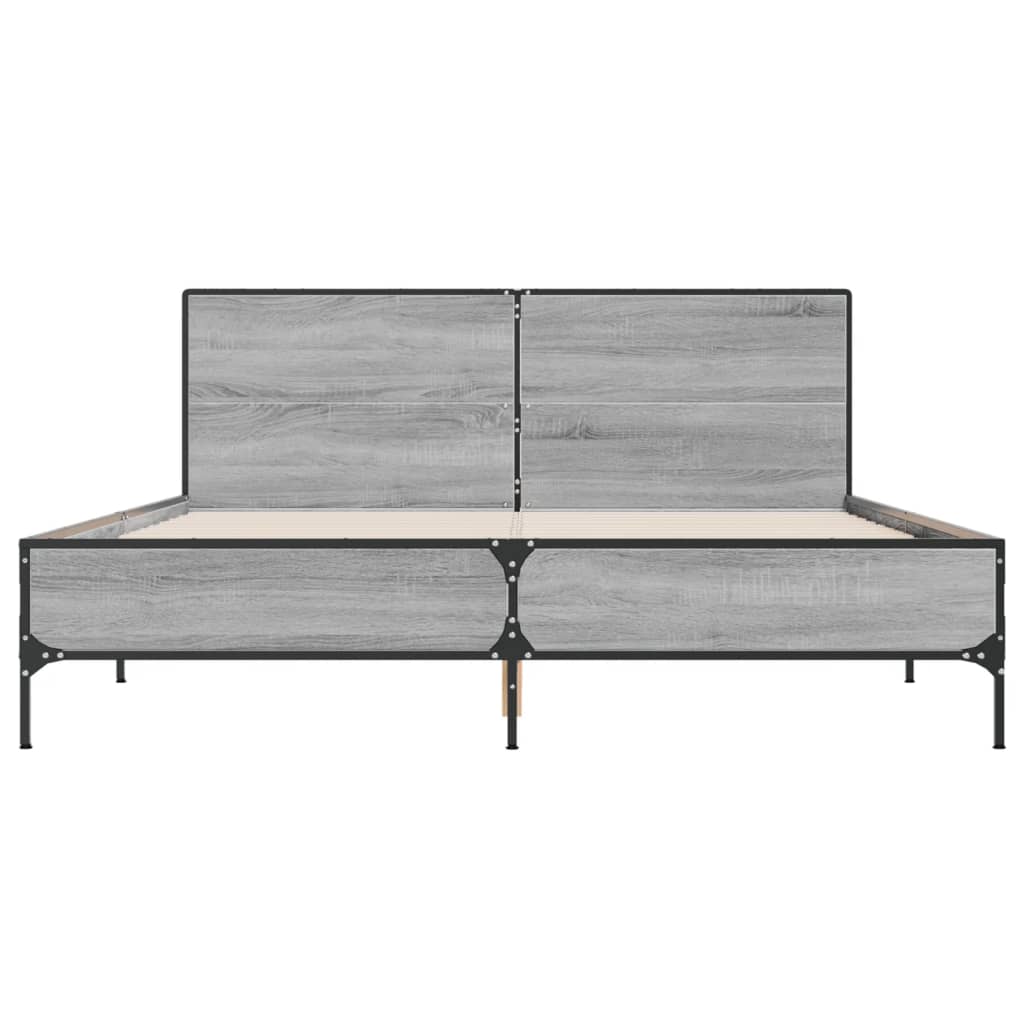 Bed Frame without Mattress Grey Sonoma 150x200 cm King Size