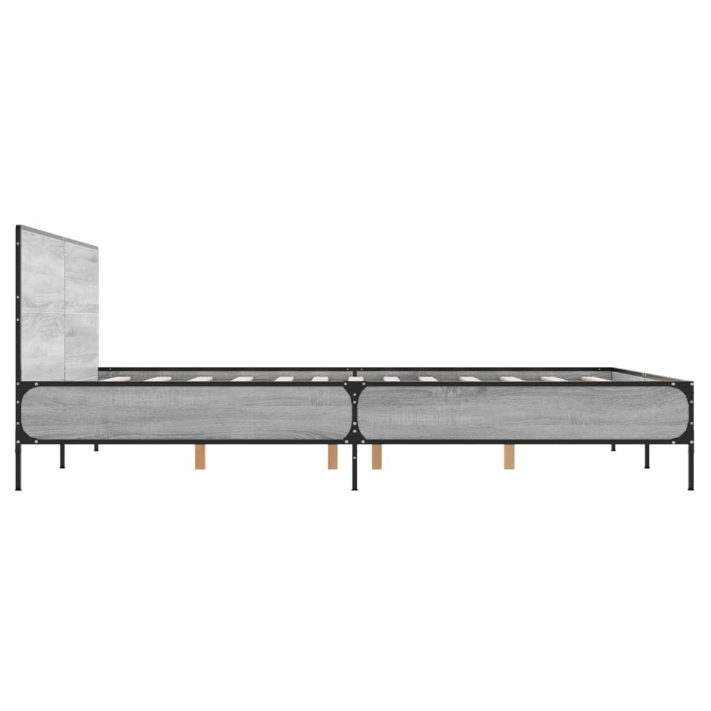 Bed Frame without Mattress Grey Sonoma 150x200 cm King Size