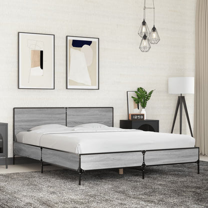 Bed Frame without Mattress Grey Sonoma 150x200 cm King Size