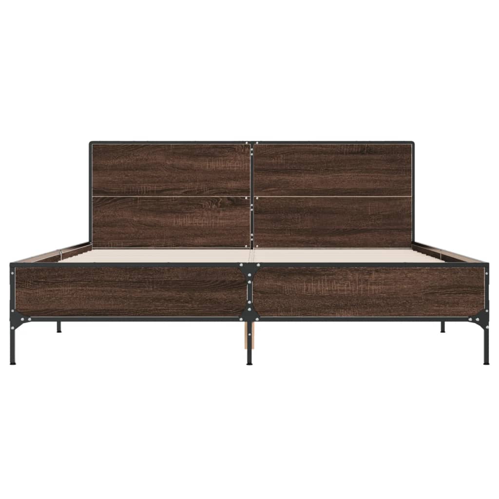 Bed Frame without Mattress Brown Oak 150x200 cm King Size