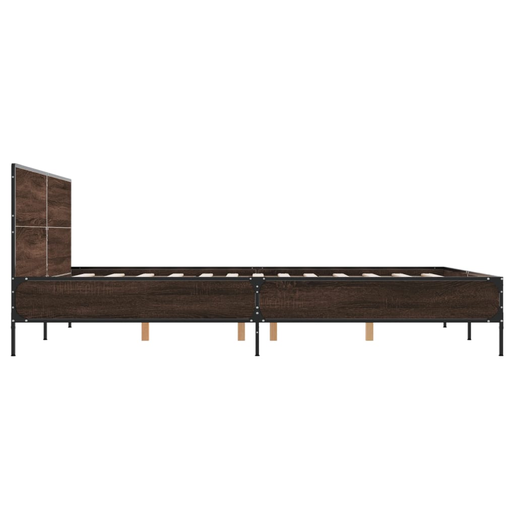 Bed Frame without Mattress Brown Oak 150x200 cm King Size