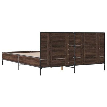 Bed Frame without Mattress Brown Oak 150x200 cm King Size