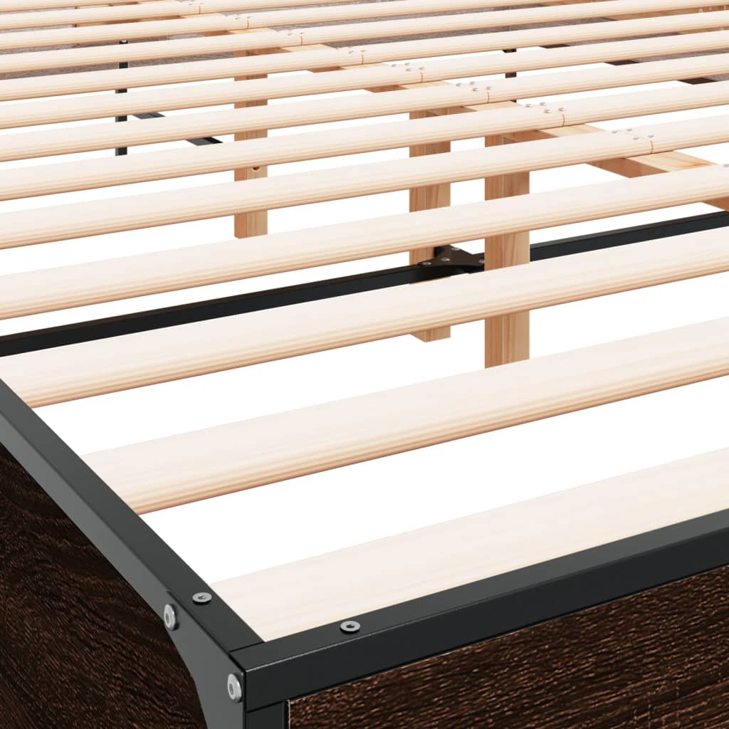 Bed Frame without Mattress Brown Oak 150x200 cm King Size