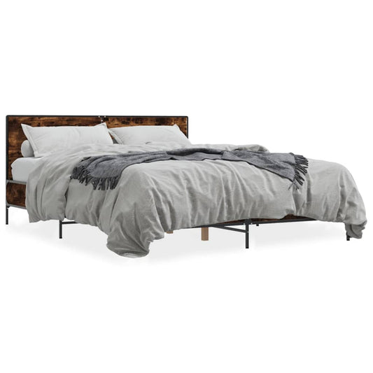 Bed Frame without Mattress Smoked Oak 160x200 cm