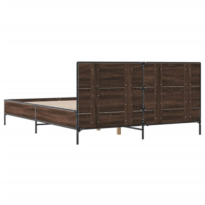 Bed Frame without Mattress Brown Oak 160x200 cm