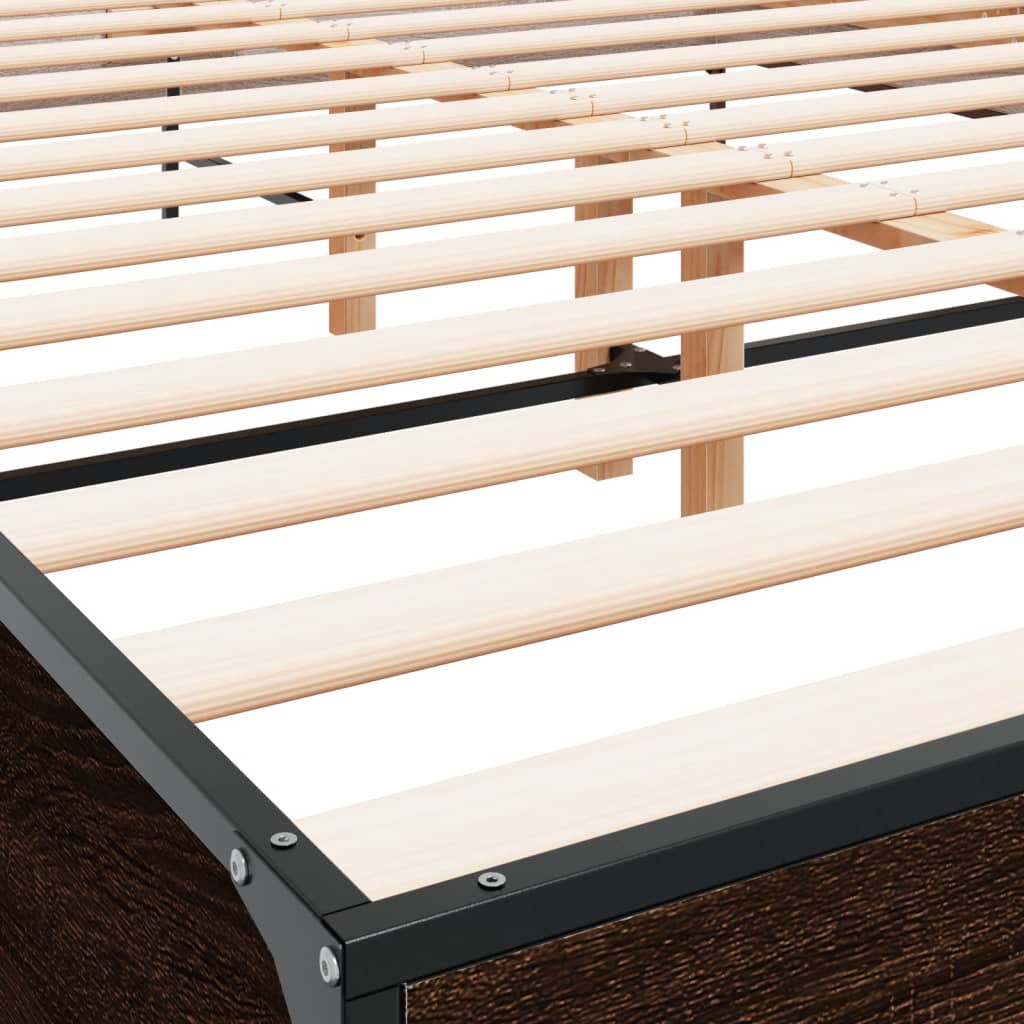 Bed Frame without Mattress Brown Oak 160x200 cm