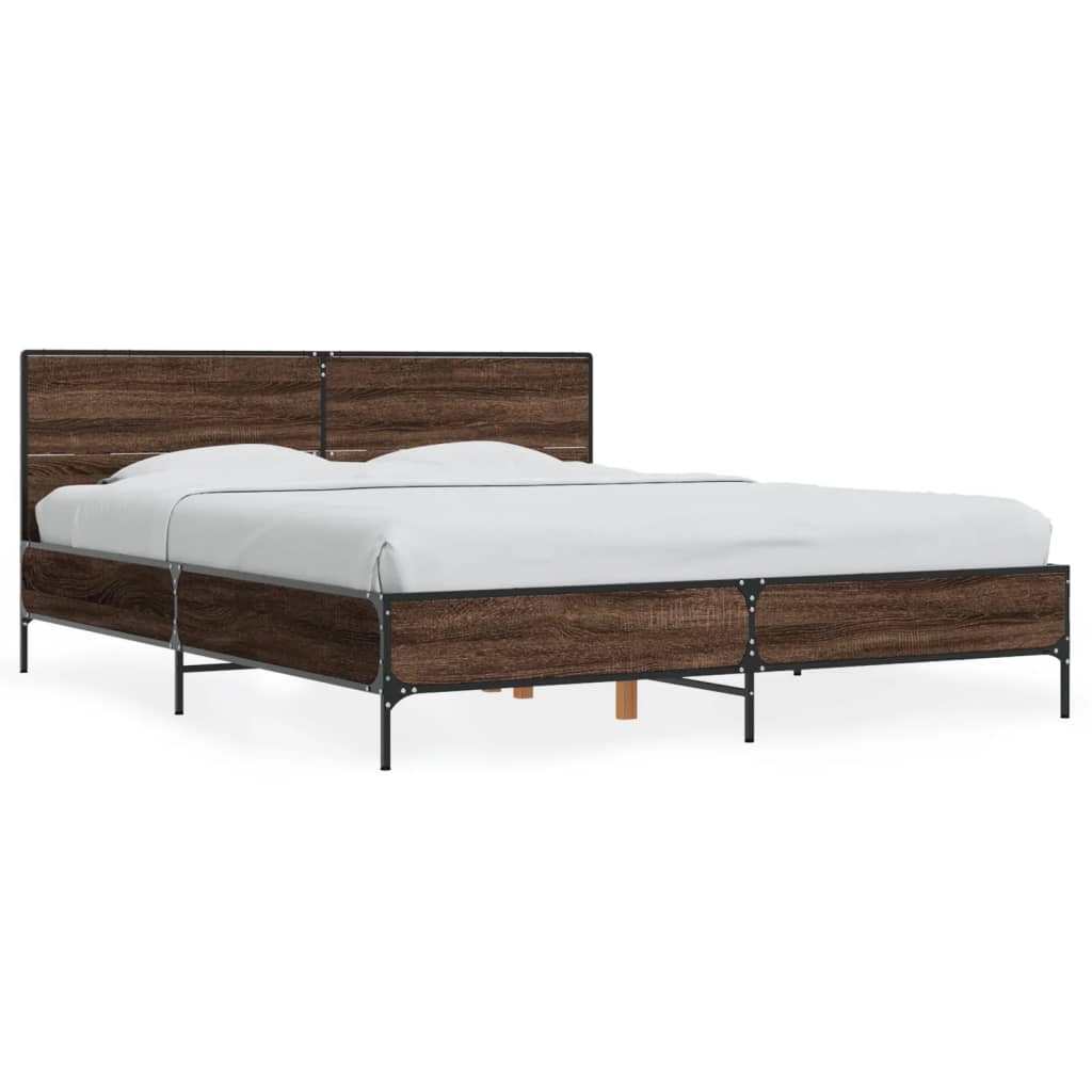 Bed Frame without Mattress Brown Oak 160x200 cm