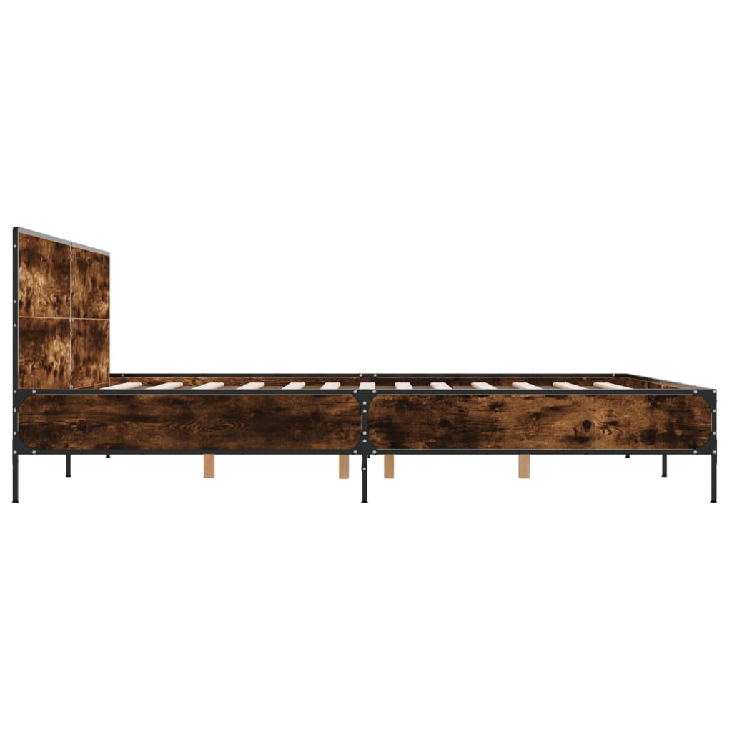 Bed Frame without Mattress Smoked Oak 180x200 cm Super King