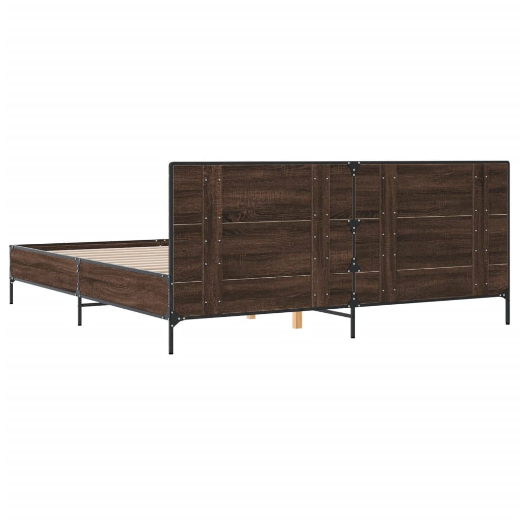 Bed Frame without Mattress Brown Oak 180x200 cm Super King