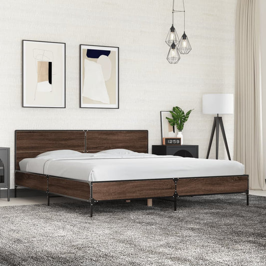 Bed Frame without Mattress Brown Oak 180x200 cm Super King