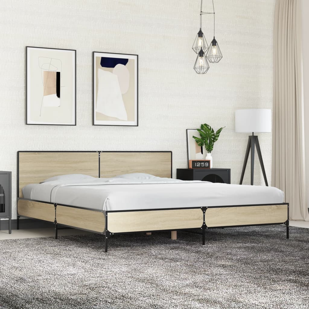 Bed Frame without Mattress Sonoma Oak 200x200 cm