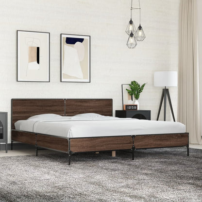 Bed Frame without Mattress Brown Oak 200x200 cm