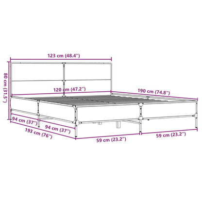 Bed Frame without Mattress Smoked Oak 120x190 cm Small Double