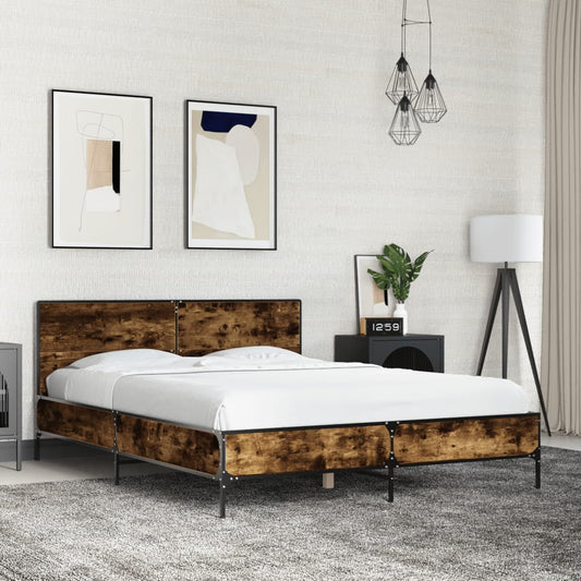 Bed Frame without Mattress Smoked Oak 120x190 cm Small Double