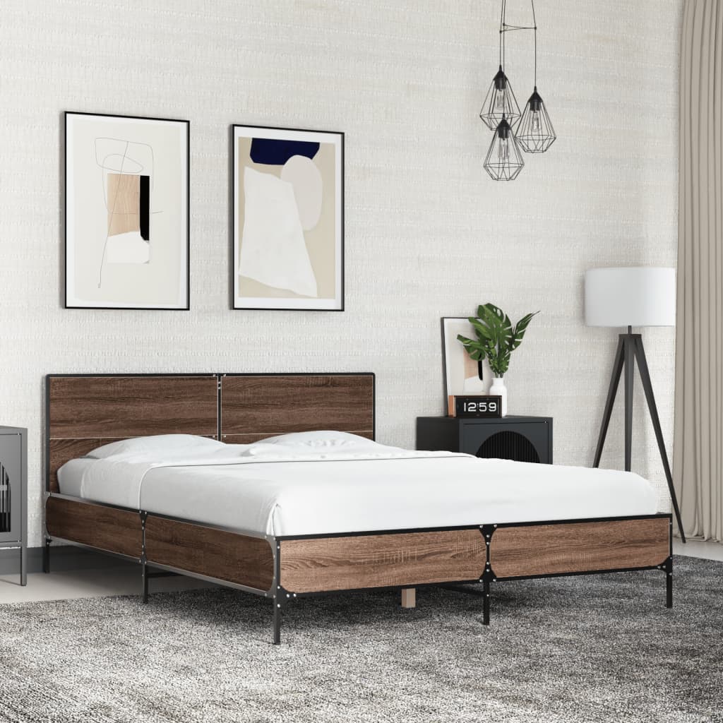 Bed Frame without Mattress Brown Oak 120x190 cm Small Double