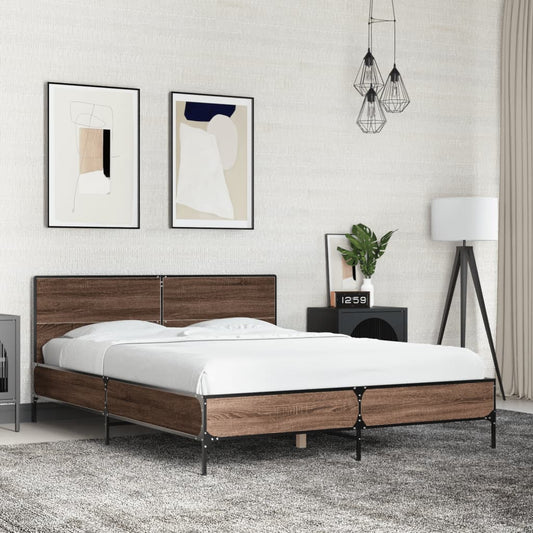 Bed Frame without Mattress Brown Oak 120x190 cm Small Double