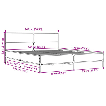 Bed Frame without Mattress Smoked Oak 140x190 cm