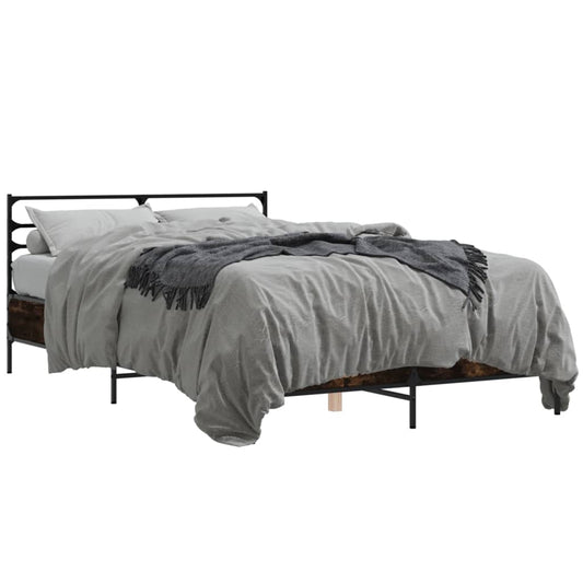 Bed Frame without Mattress Smoked Oak 140x200 cm