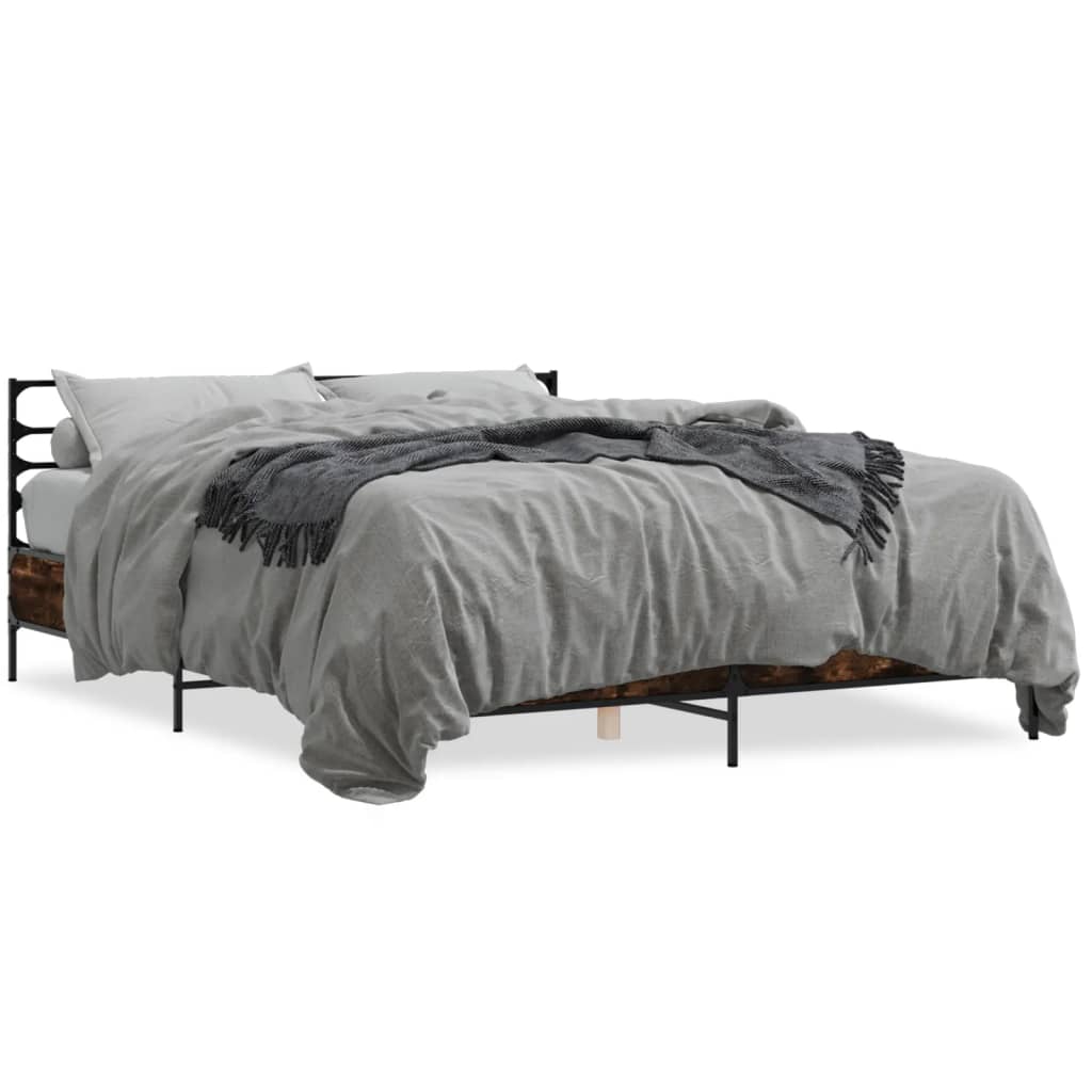 Bed Frame without Mattress Smoked Oak 150x200 cm King Size