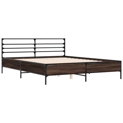 Bed Frame without Mattress Smoked Oak 150x200 cm King Size