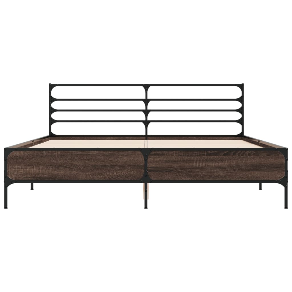 Bed Frame without Mattress Smoked Oak 150x200 cm King Size