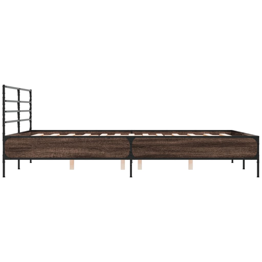 Bed Frame without Mattress Smoked Oak 150x200 cm King Size