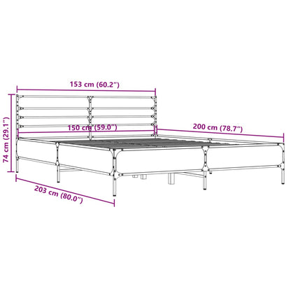 Bed Frame without Mattress Smoked Oak 150x200 cm King Size