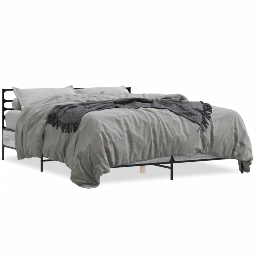 Bed Frame without Mattress Grey Sonoma 150x200 cm King Size