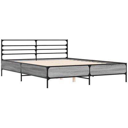 Bed Frame without Mattress Grey Sonoma 150x200 cm King Size