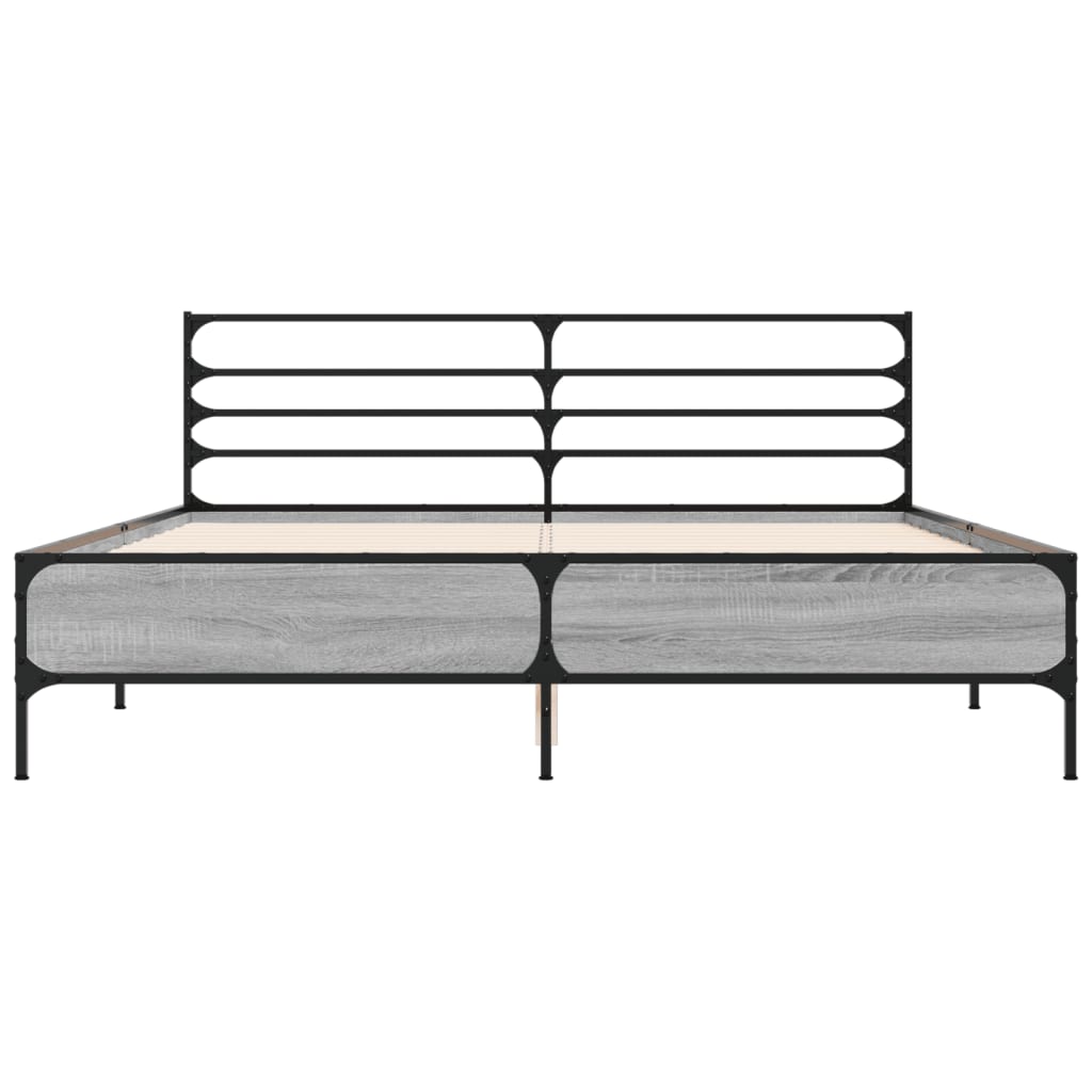 Bed Frame without Mattress Grey Sonoma 150x200 cm King Size