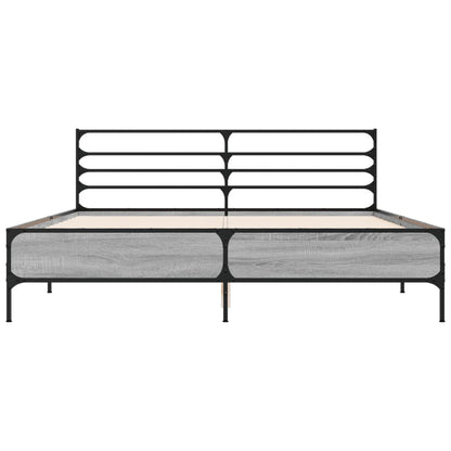 Bed Frame without Mattress Grey Sonoma 150x200 cm King Size