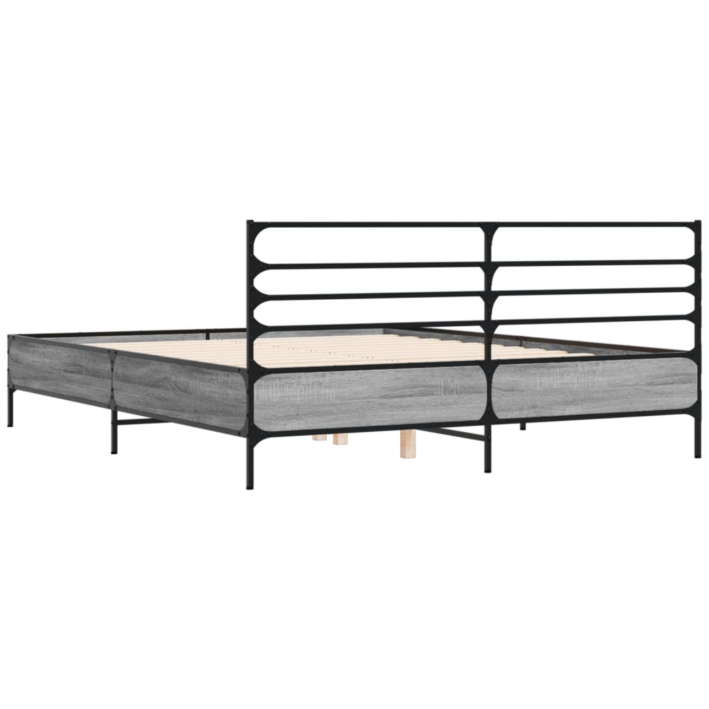 Bed Frame without Mattress Grey Sonoma 150x200 cm King Size