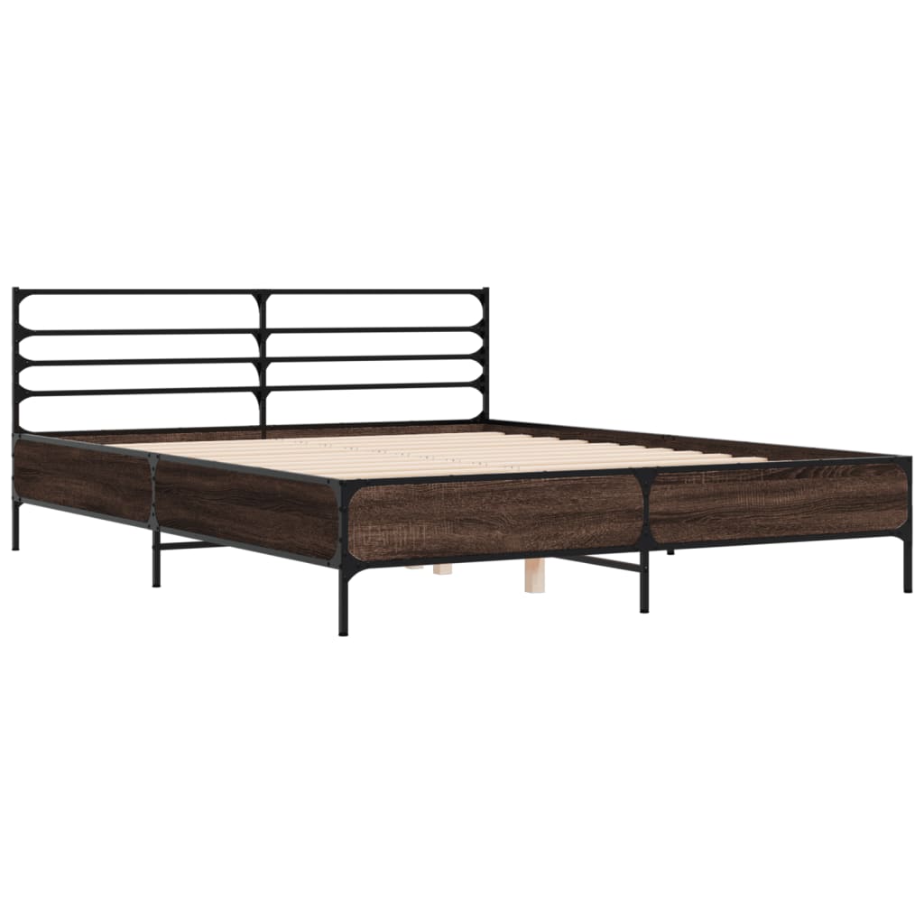 Bed Frame without Mattress Brown Oak 150x200 cm King Size