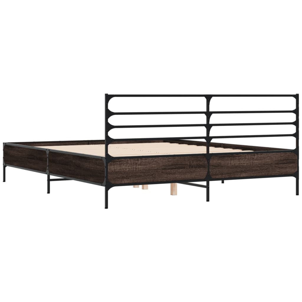 Bed Frame without Mattress Brown Oak 150x200 cm King Size