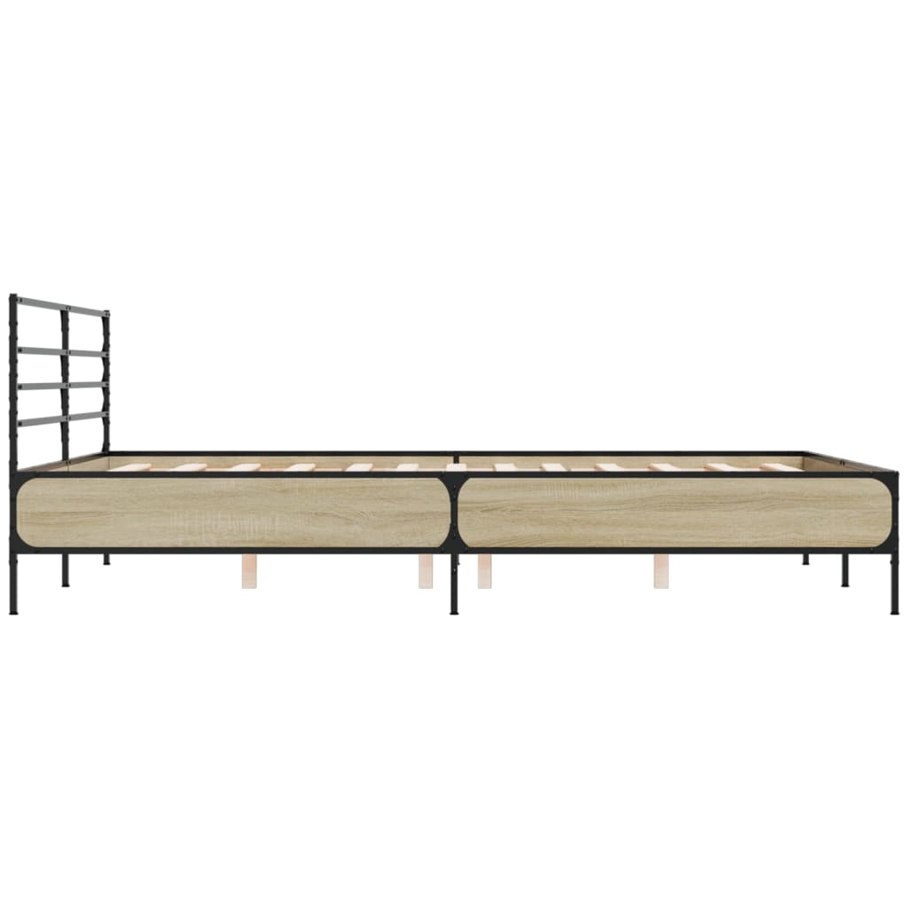 Bed Frame Sonoma Oak 160x200 cm Engineered Wood and Metal