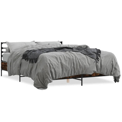 Bed Frame without Mattress Smoked Oak 160x200 cm